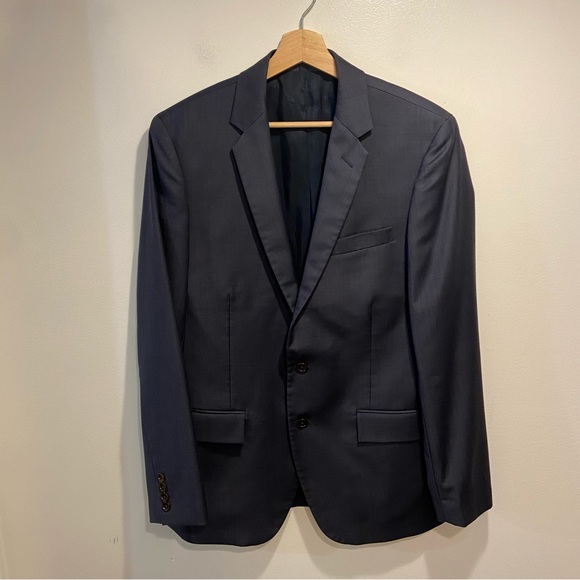 J Crew Factory Thompson Blue Wool Preppy Sport Coat Blazer Jacket Mens 40R *NOTE - Picture 2 of 9